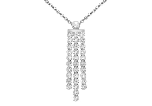 Sterling Silver Rhodium Plated Zirconia  Fringe Necklace  43m/17"9