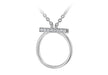 Sterling Silver Rhodium Plated Zirconia  15mm x 17.6mm Circle & Bar Adjustable Necklace  39m/15.5"-44.5m/17.5"9