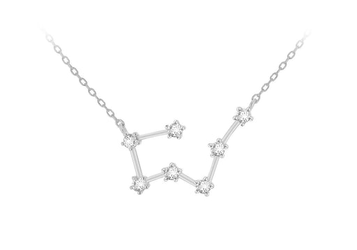 Sterling Silver Rhodium Plated CZ Taurus Star Constellation Necklace 