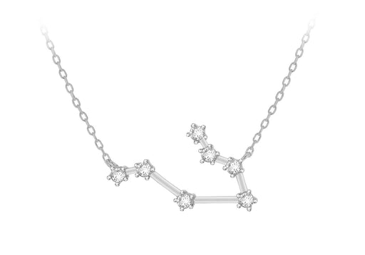 Sterling Silver Rhodium Plated CZ Gemini Star Constellation Necklace 