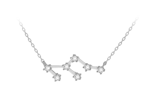 Sterling Silver Rhodium Plated CZ Leo Star Constellation Necklace 