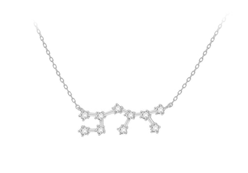 Sterling Silver Rhodium Plated CZ Sagittarius Star Constellation Necklace 