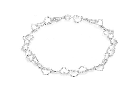 Sterling Silver Open-Heart Link Bracelet 19m/7.5"9