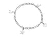 Sterling Silver Rhodium Plated Four Charm Anklet
