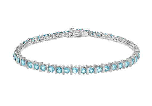 Sterling Silver Blue Zirconia  Tennis Bracelet 18m/7"9