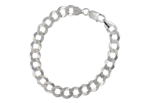 Sterling Silver Diamond Cut Flat Curb Bracelet 20m/8"9