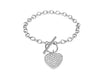 Sterling Silver Crystalique Heart T-Bar Bracelet 19m/7.5"9