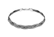 Sterling Silver and Oxidised  3-Plait Herringbone Bracelet 19m/7.5"9