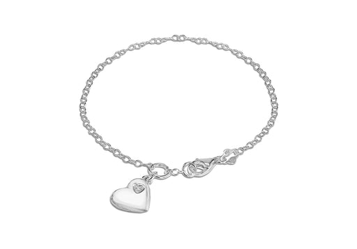 Sterling Silver Zirconia  Stone Heart Bracelet