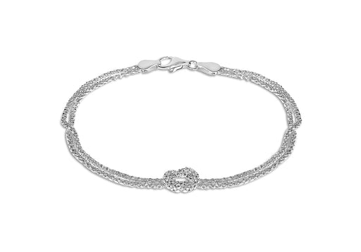 Sterling Silver Double Poporn Knot Bracelet 19m/7.5"9