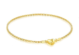 Sterling Silver Yellow Gold Tone Magnetic  Heart Poporn Chain Bracelet 19m/7.5"9