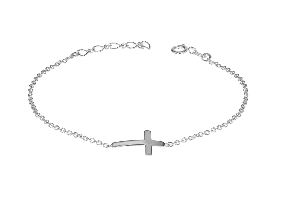 Sterling Silver Cross Adjustable Bracelet 16.5m/6.5"-19m/7.5"9