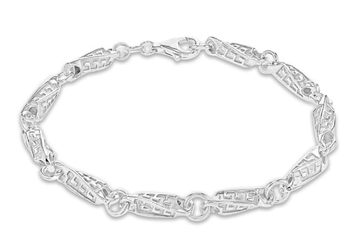 Sterling Silver Twisted Greek Key Bracelet 21.5m/8.5"9
