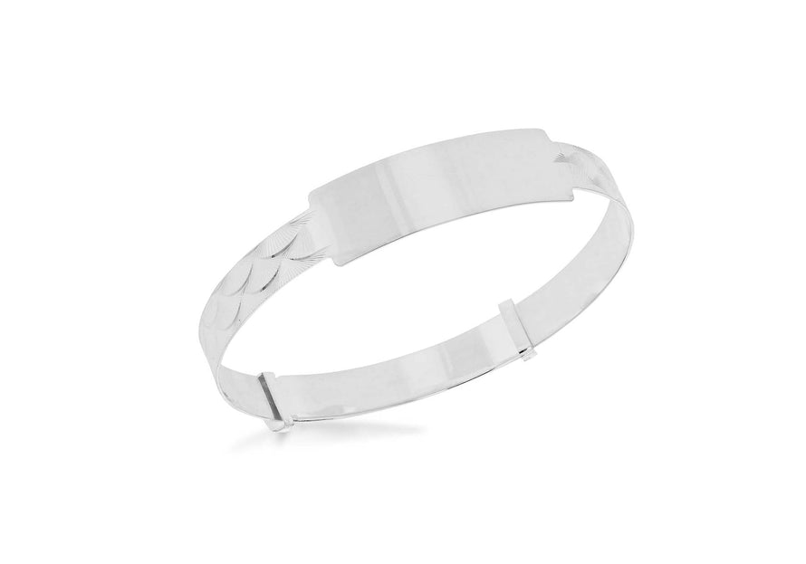 Sterling Silver Shell Adjustable ID Bangle