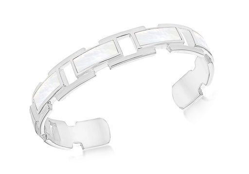 Sterling Silver White Mother of Pearl 12.5mm Bangle