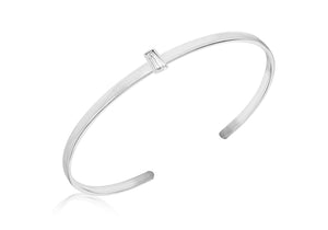 Sterling Silver White Tapered Baguette Cut Zirconia  uff Bangle