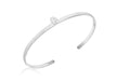 Sterling Silver Zirconia  Oval Torque Bangle
