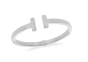 Sterling Silver T Torque Hinged Bangle