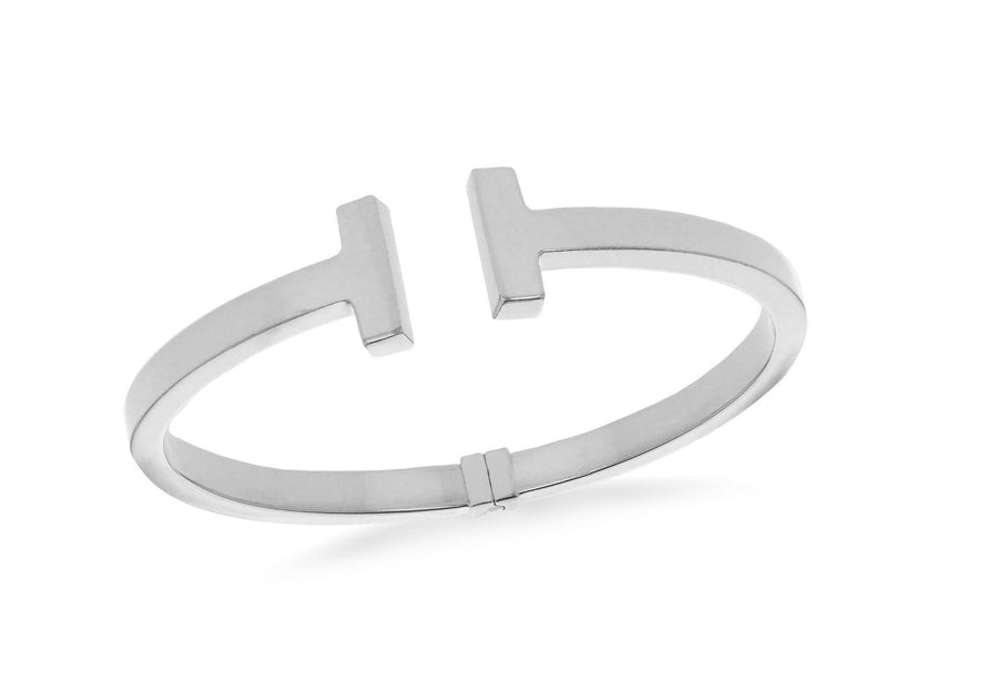 Sterling Silver T Torque Hinged Bangle
