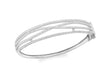 Sterling Silver Rhodium Plated Zirconia  Crossover Bangle
