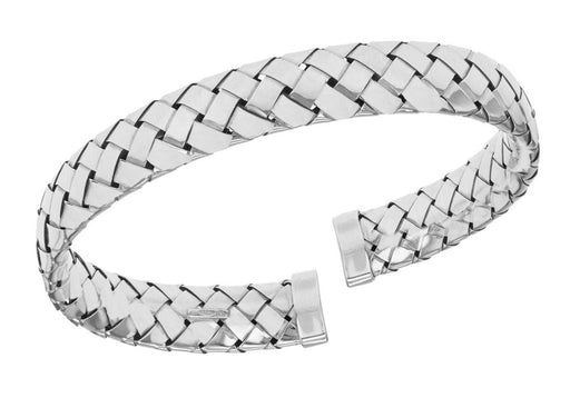 Sterling Silver Rhodium Plated Thin Woven Bangle
