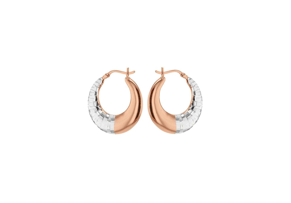 Sterling Silver Rose Gold Plated 25mm x 29mm Deo Creole Earrings