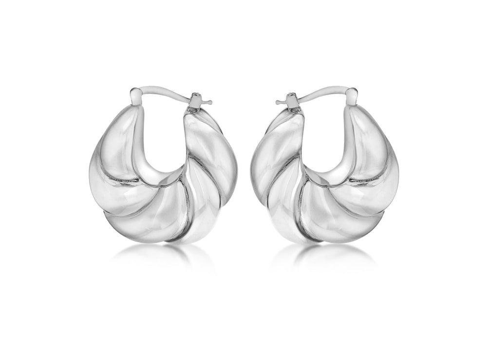 Sterling Silver Shell Patterned Eletroform Creole Earrings