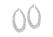 Sterling Silver 50mm Graduated Twisted Eletroform Creole Earrings
