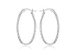Sterling Silver Patterned Oval Hoop Earrings
