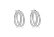 Sterling Silver Rhodium Plated 18mm Stardust Double Creole Earrings