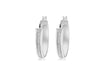 Sterling Silver Rhodium Plated 4mm x 22mm Glitter Band Creole Earrings