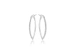 Sterling Silver Rhodium Plated Diamond Cut Elliptical Creole Earrings