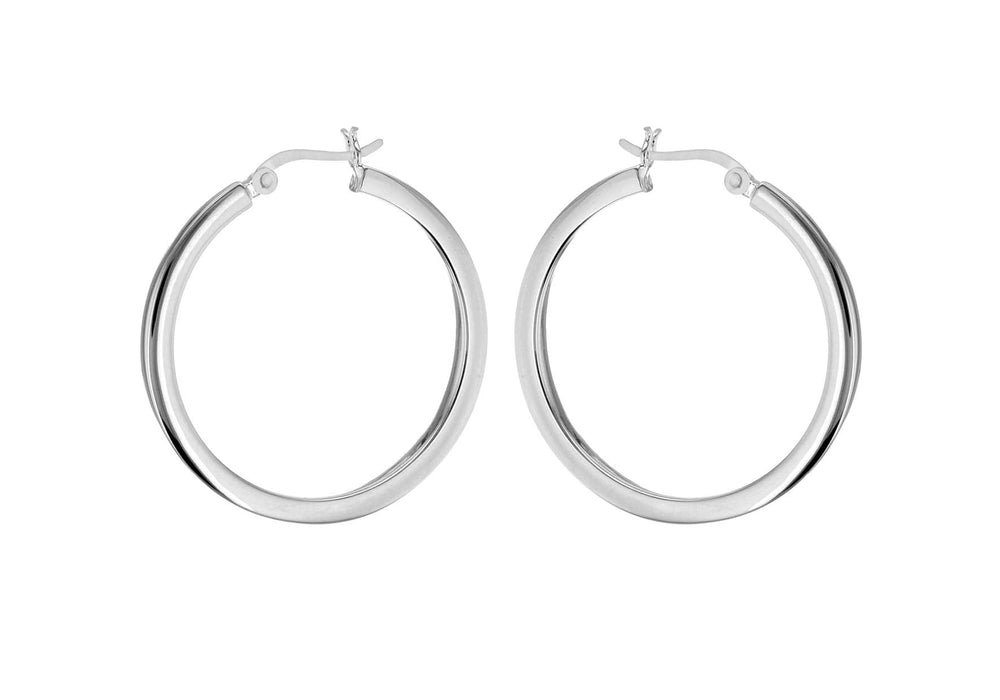 Sterling Silver 35mm Square Tube Creole Earrings