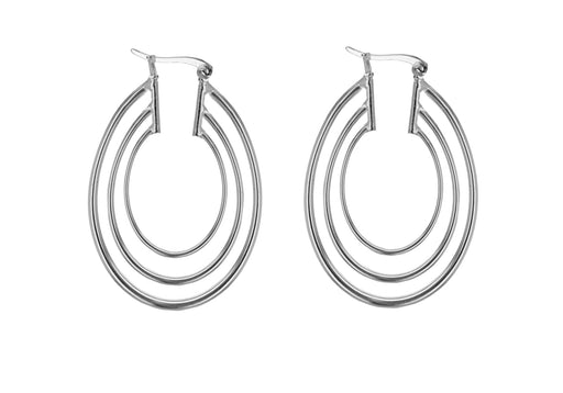 Sterling Silver Triple Oval Creole Earrings