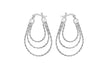 Sterling Silver Three Tiered Twisted Loop Creole Earrings