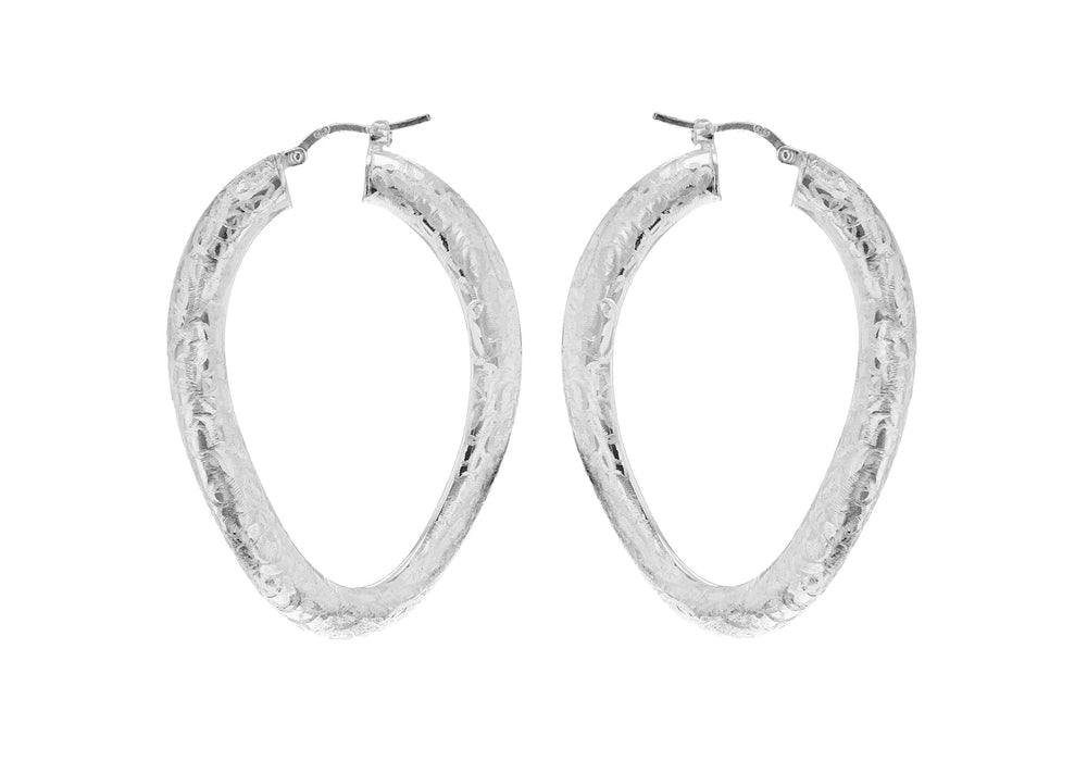 Sterling Silver Textured Organic Creole Earrings