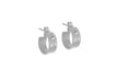 Sterling Silver Satin and Diamond Cut Huggy Earrings