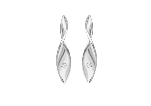 Sterling Silver Zirconia  Half Twist Drop Earrings
