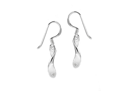 Sterling Silver Zirconia  Set Twist Drop Earrings