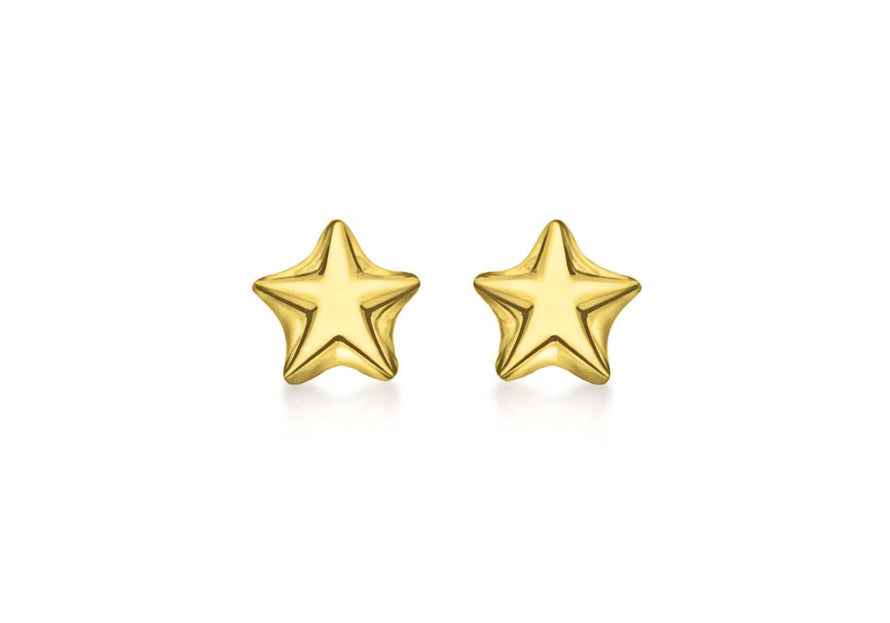 Sterling Silver Yellow Gold Plated Star Stud Earrings