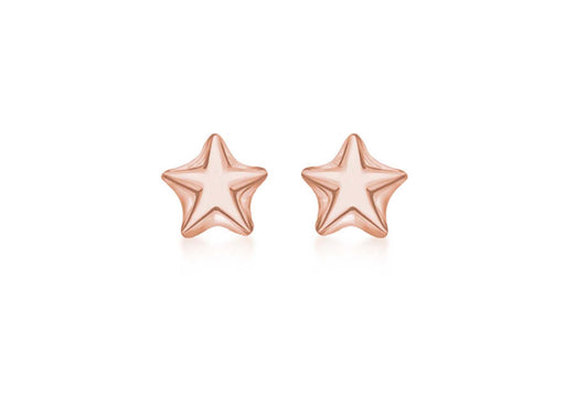 Sterling Silver Rose Gold Plated 4.8mm x 4.7mm Star Stud Earrings