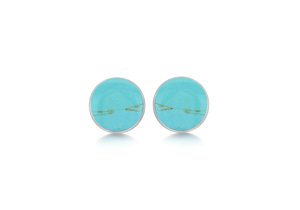 Sterling Silver Round Turquoise Stud Earrings