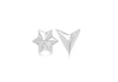 Sterling Silver Rhodium Plated 7.5mm x 8.5mm Star and 8.5mm x 8.3mm Arrow Head Asymmetric Stud Earrings
