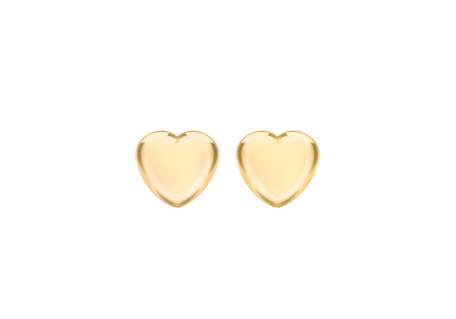 Sterling Silver Yellow Gold Plated Heart Stud Earrings