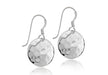 Sterling Silver 14.5mm Hammered Disc Drop Earrings