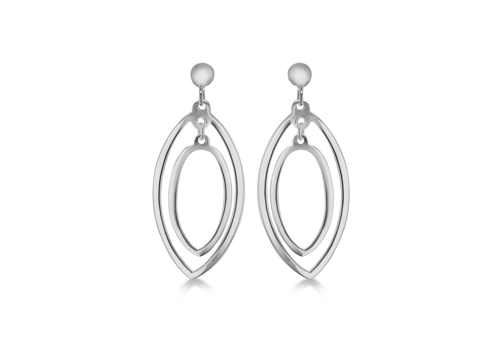 Sterling Silver Twist Oval Drop Earrings 