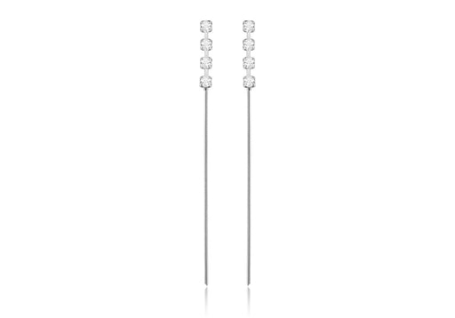 Sterling Silver Crystal & Chain Drop Earrings