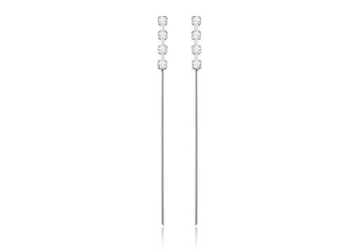 Sterling Silver Crystal & Chain Drop Earrings 