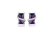 Sterling Silver Purple Square Amethyst Crossover Stud Earrings