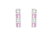 Sterling Silver Pink & White Square Zirconia Drop Earrings 